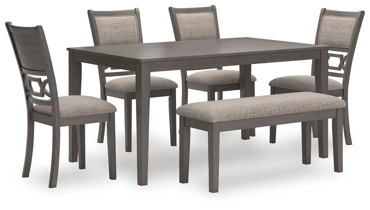 Wrenning Dining Room Table Set (Set of 6) | 36.38 x 60.38 x 30.13 in | Solid Wood & Rubberwood | Gray