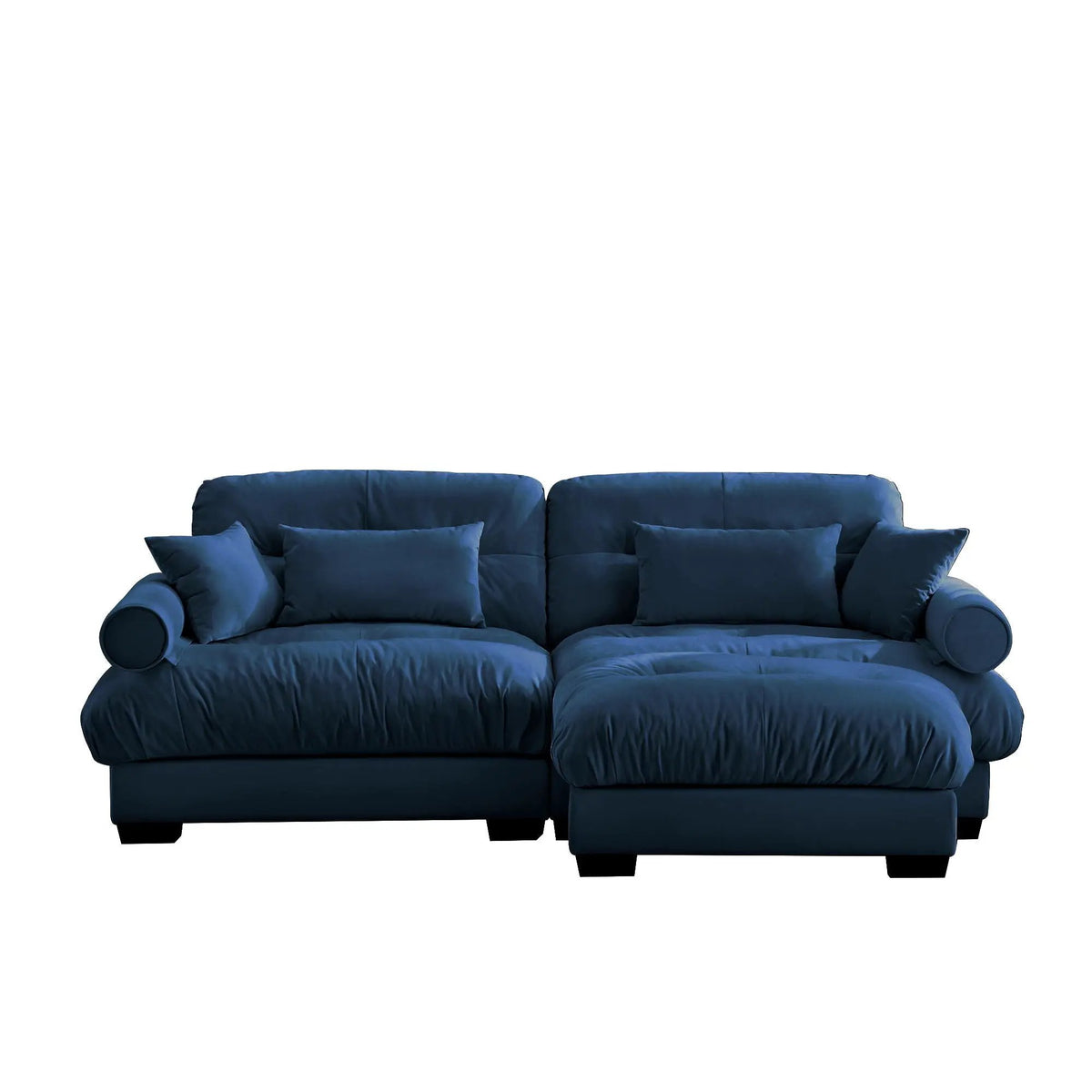 Modular Sectional Sofa | Deep Comfort Cushions | Vintage Fabric Ottoman