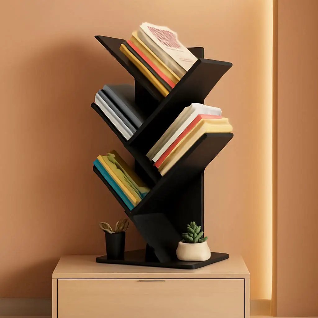 Wooden 5 Tier Book Tree Bookshelf For Displaying Books And Magazines from PriceLows™