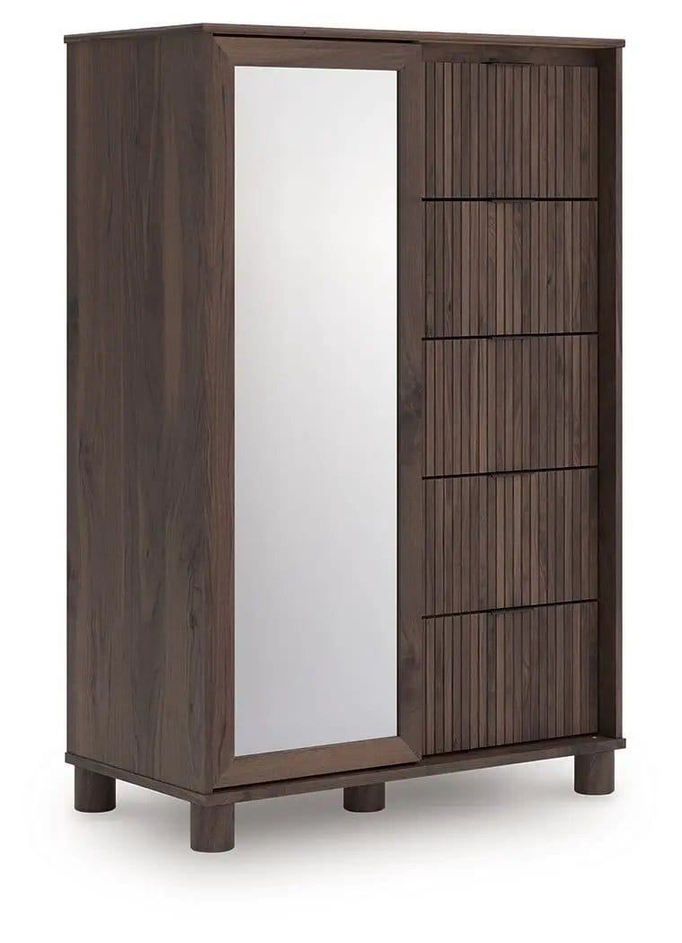 Pamytta Dressing Chest | 36.69 x 18.86 x 55.51 in | Walnut Wood & Linen | Brown