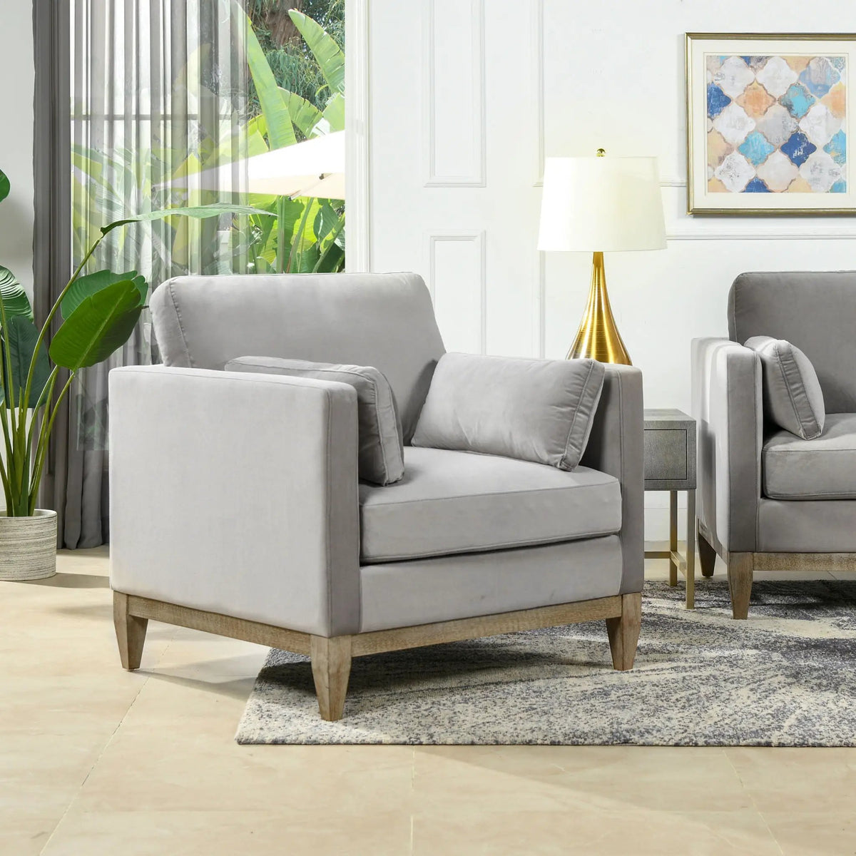 Knox Modern Farmhouse Arm Chair | Feather-Down Wrapped Cushions | Reversible Back And Arm Cushions | Durable Upholstery
