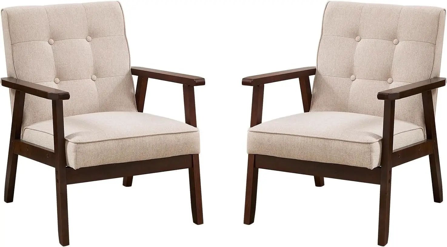 Mid-Century Fabric Upholstered Armchair Set Of Two from PriceLows™