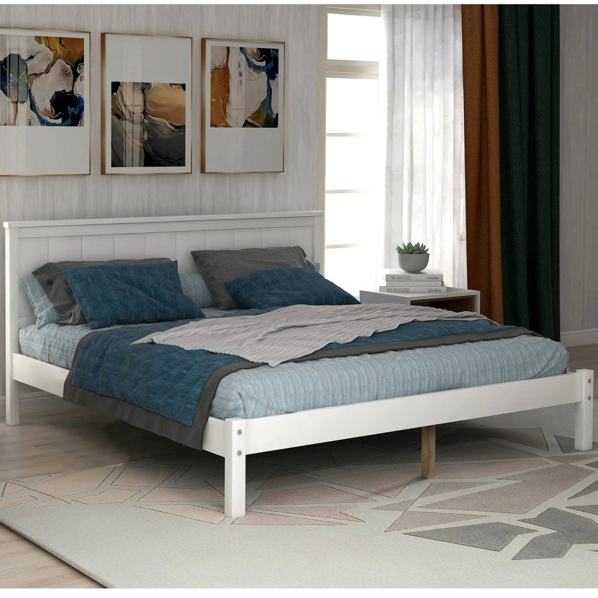 Platform Bed Frame With Headboard | Espresso Finish | Durable Pine Wood
