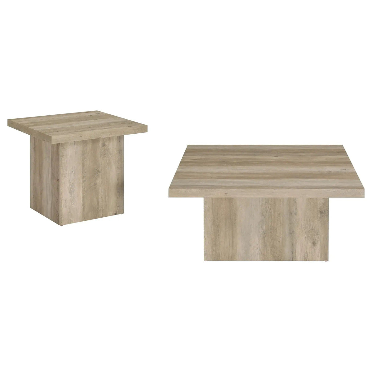 Devar 2-piece Square Coffee End Table Set Distressed Pine | 2-Piece Set | Veneer & Wood | Dining Room