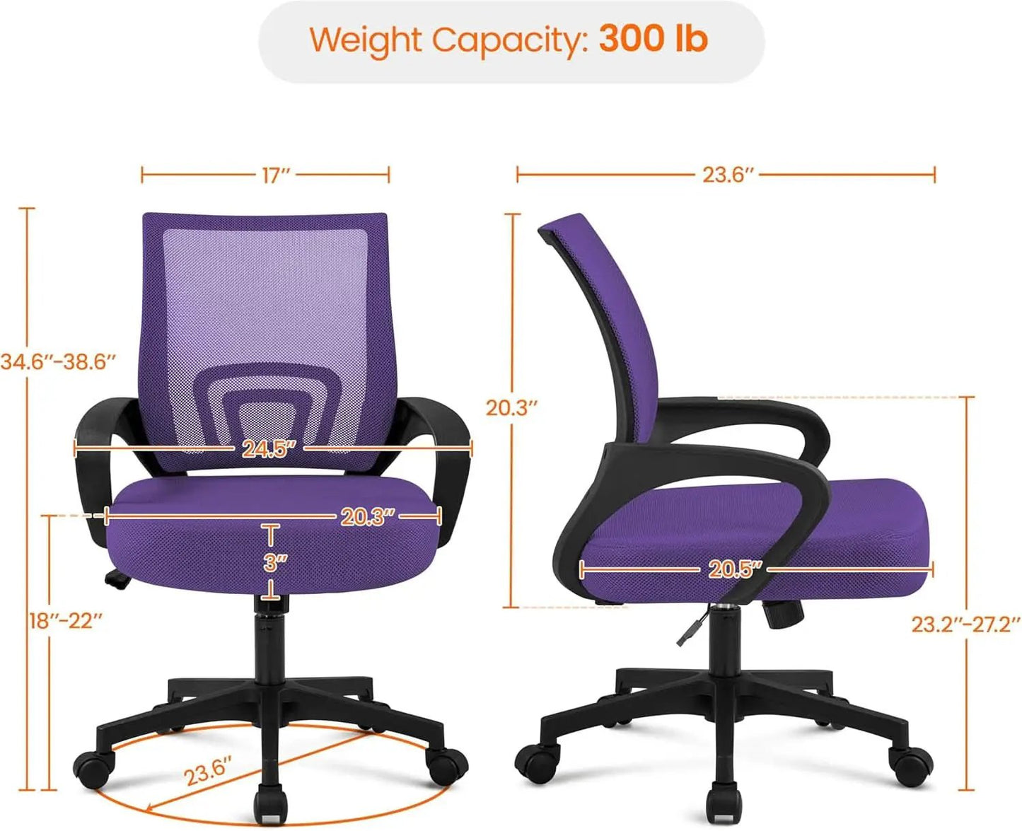 Ergonomic Purple Mesh Office Chair With Lumbar Support from PriceLows™