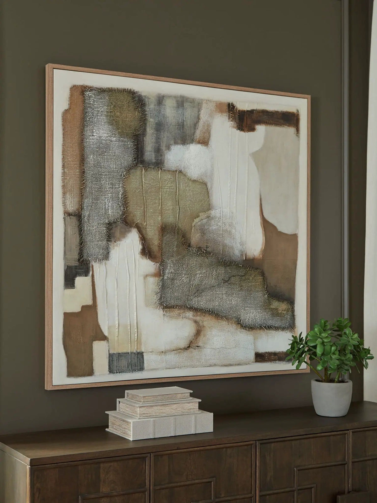 Wylander Wall Art | 48 x 1.63 x 48 in | Fabric | Tan / Brown / Gray