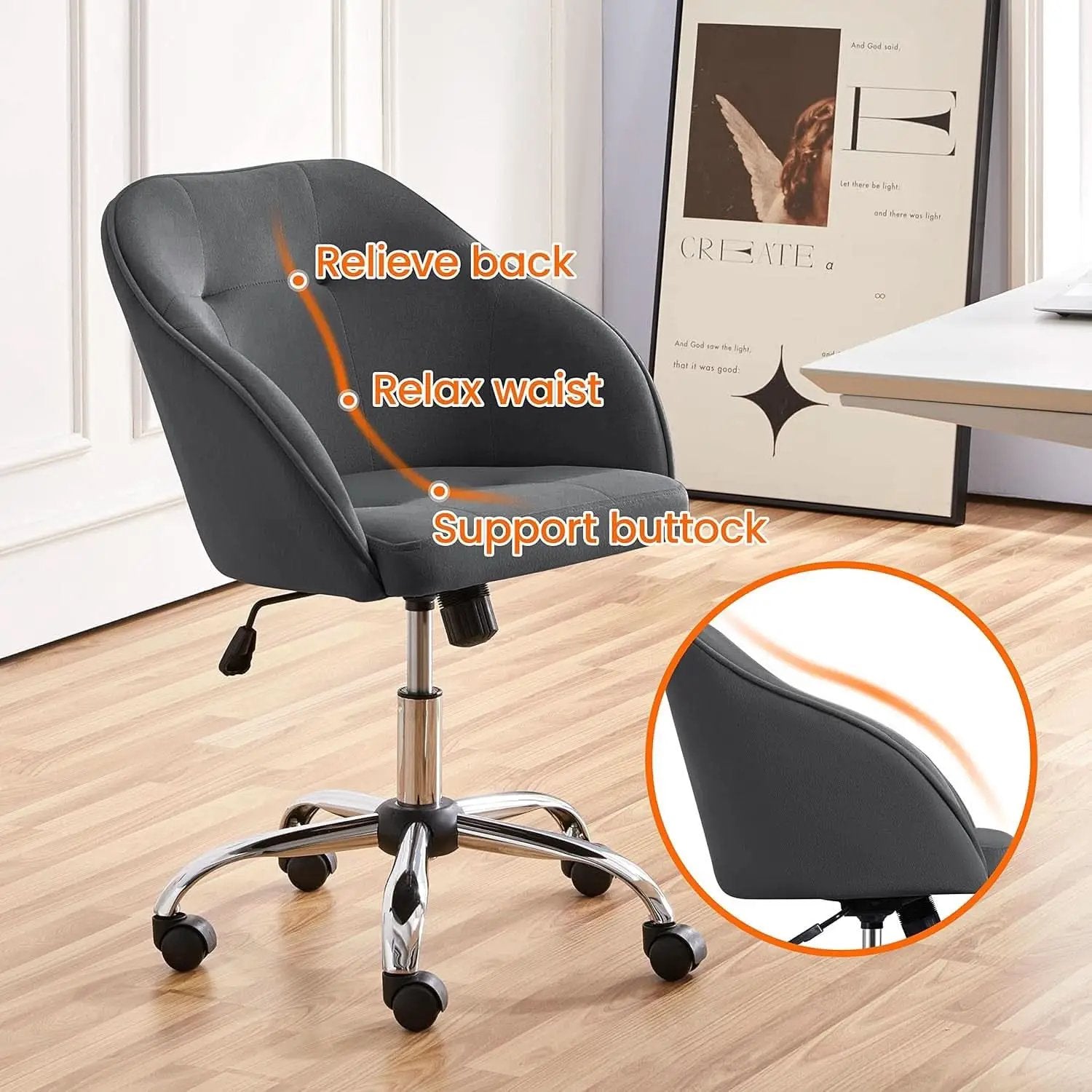 Office Chair Height Adjustable Large Seat Armrests from PriceLows™