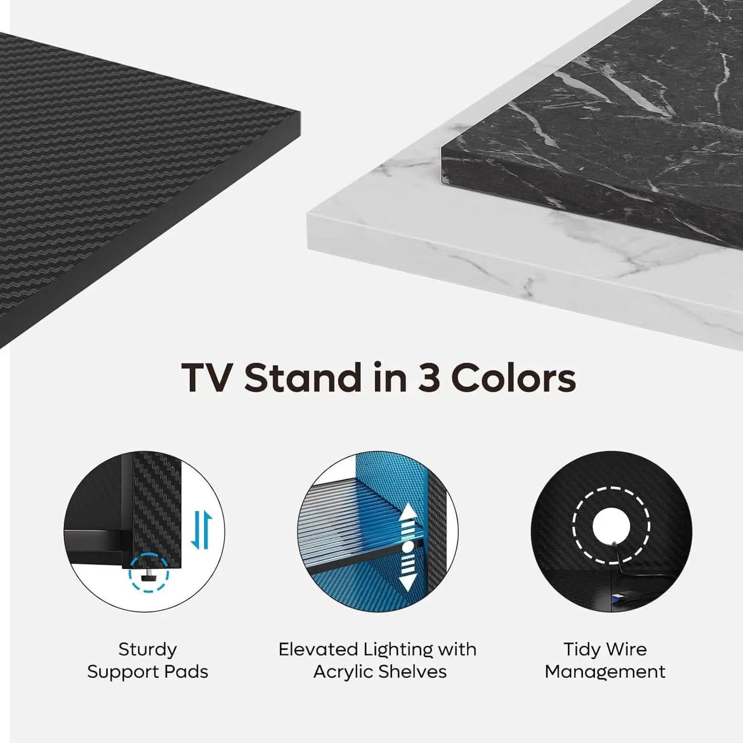 LED Tall TV Stand For 55-65 TV With Adjustable Shelves from PriceLows™