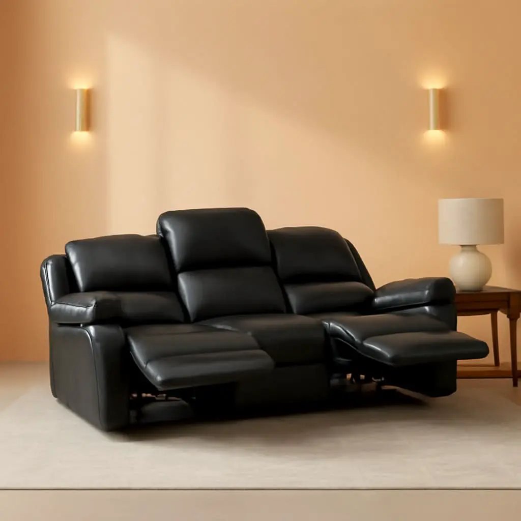 Humphreys Double Reclining Loveseat Black Faux Leather from PriceLows™