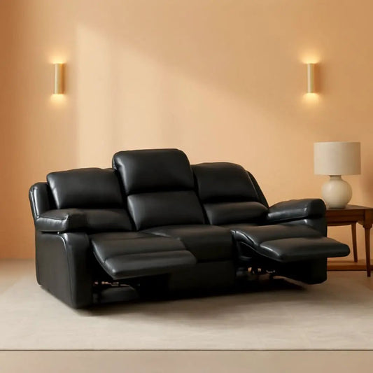Humphreys Double Reclining Loveseat Black Faux Leather from PriceLows™