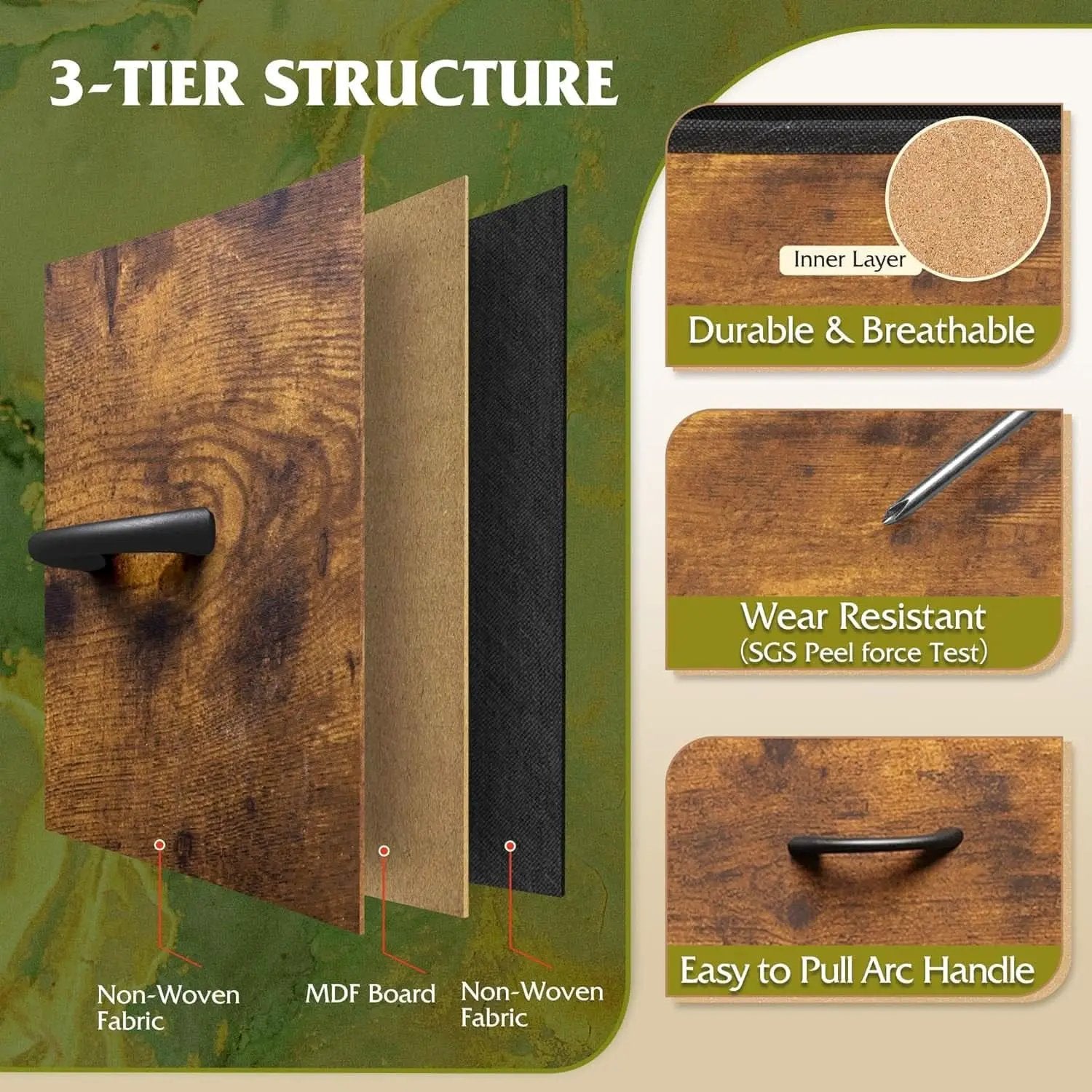 Tall Fabric Dresser With 6 Drawers And Wood Top Rustic Brown from PriceLows™