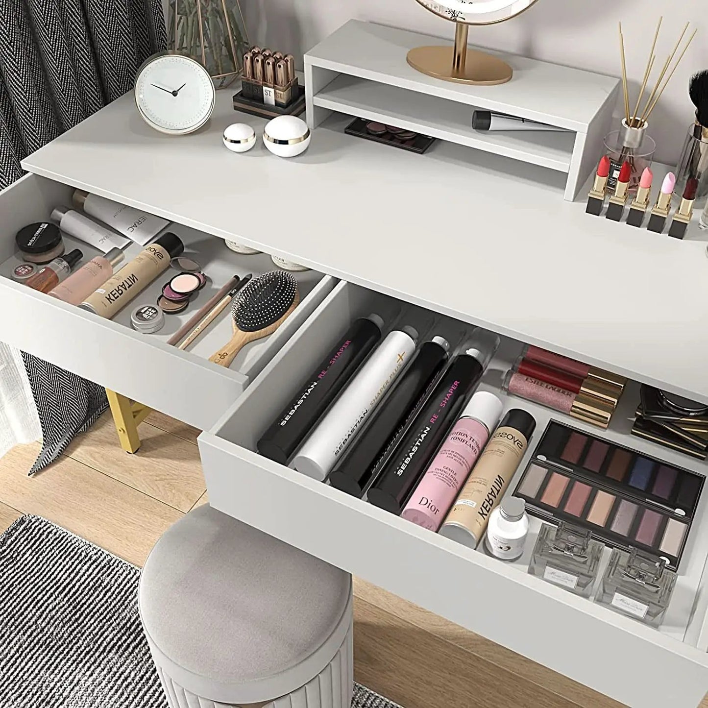 White Home Office Desk With Drawer And Monitor Stand from PriceLows™