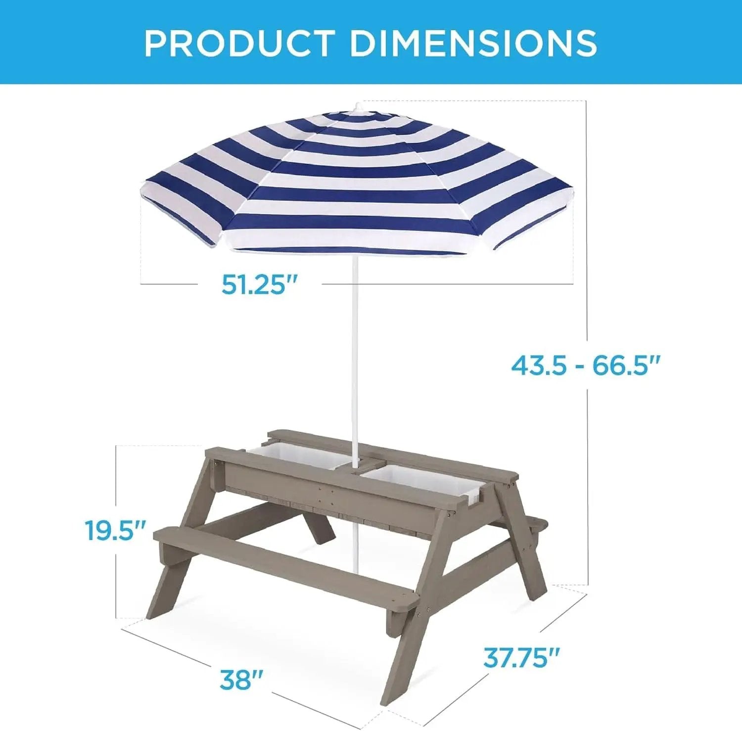 Gray Navy Kids Three In One Sand And Water Table Umbrella from PriceLows™