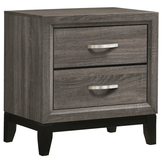 Watson 2-drawer Nightstand Grey | 23.5 x 16.25 x 24.75 in | Rubberwood & Engineered Wood | Oak