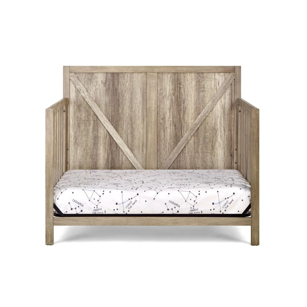 Barnside 4-In-1 Convertible Crib | Vintage Chestnut Finish | Toddler Bed And Full Bed | Adjustable Mattress Heights