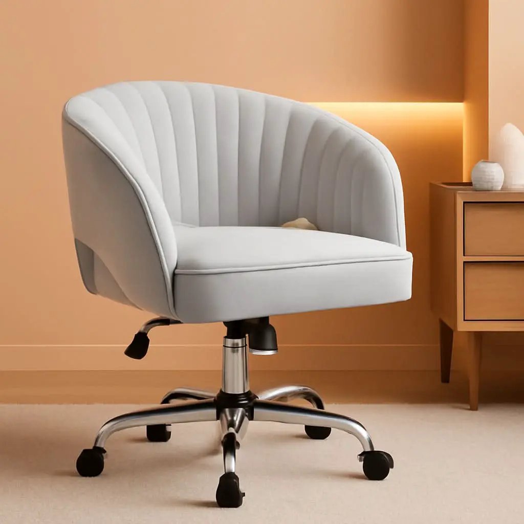 Home Office Chair With Tufted Barrel Back Light Gray from PriceLows™
