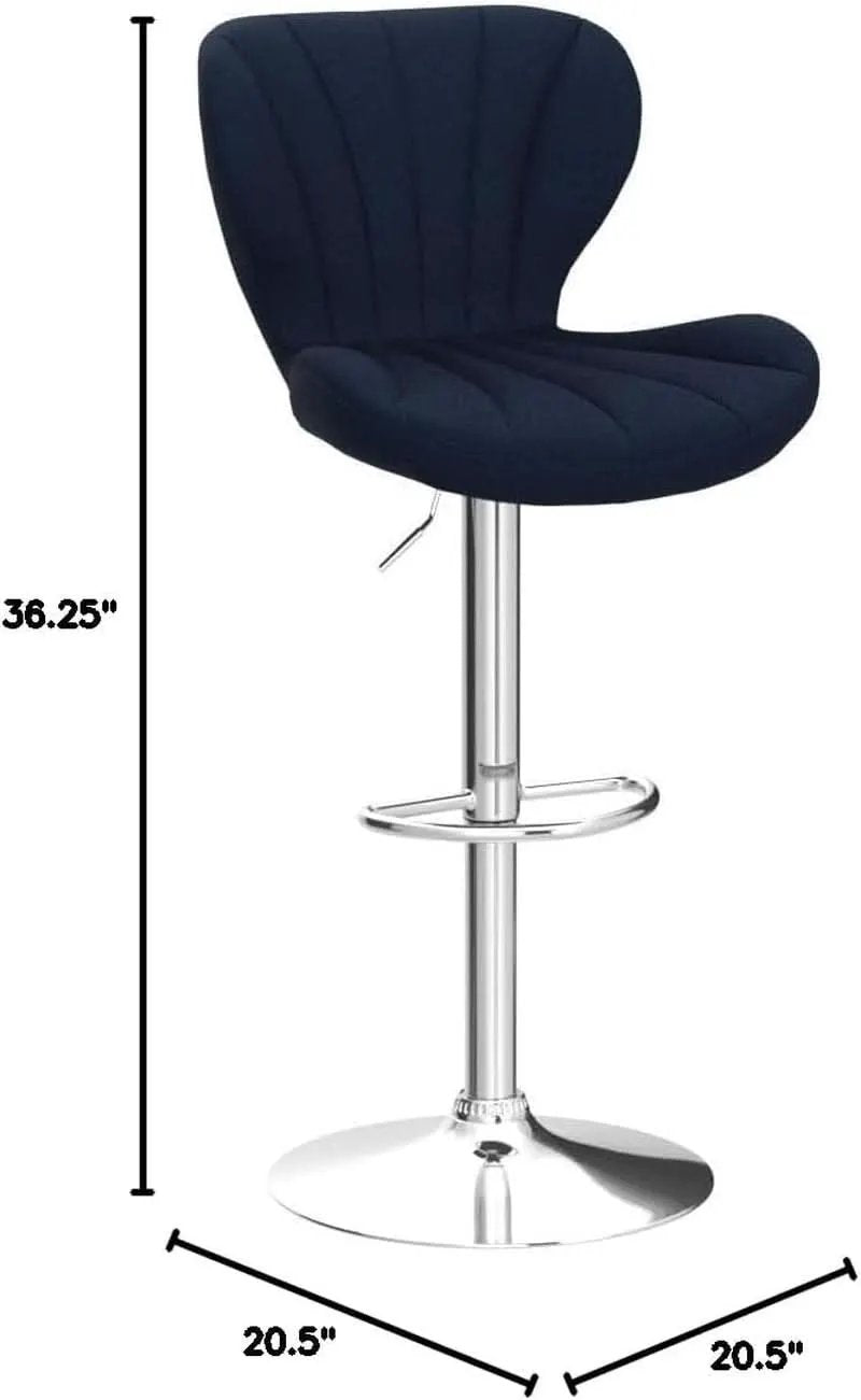 Blue Velvet Adjustable Swivel Bar Stools Set of 2 Modern from PriceLows™