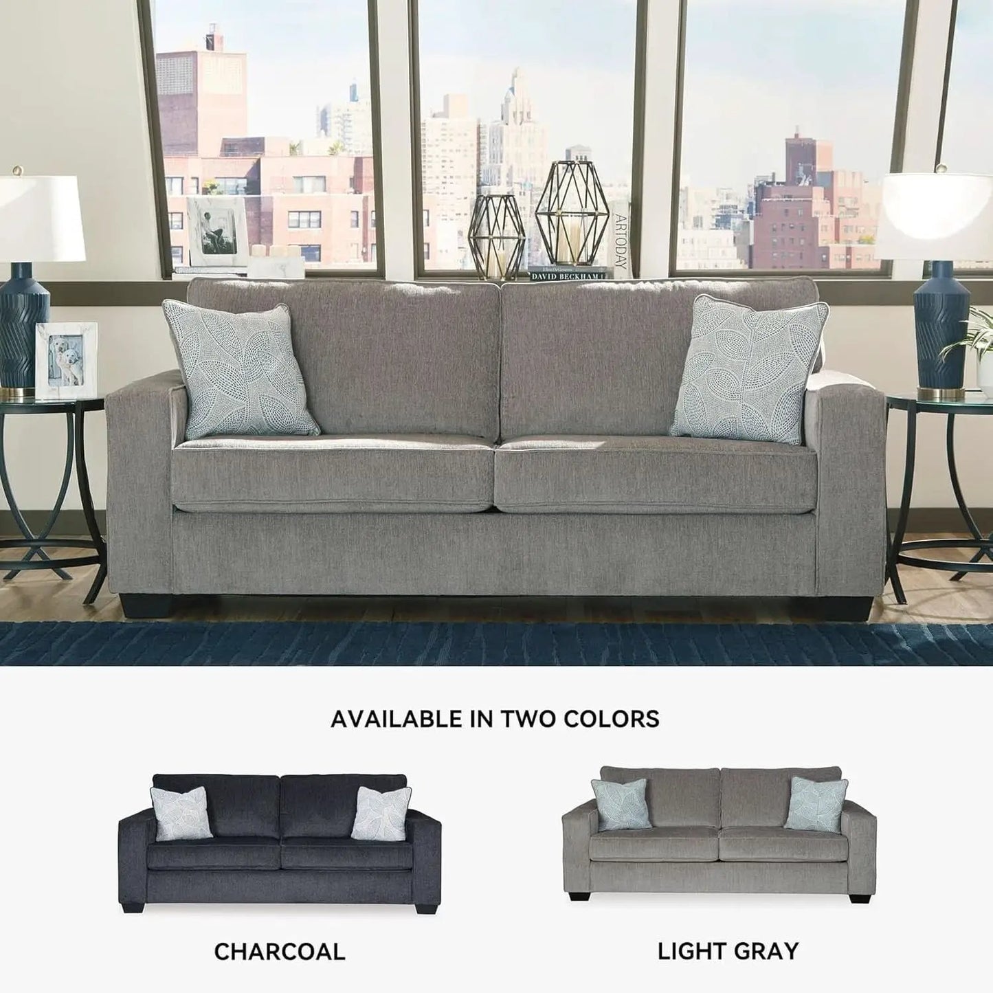 Queen Sofa Sleeper Light Gray Chenille Upholstered from PriceLows™