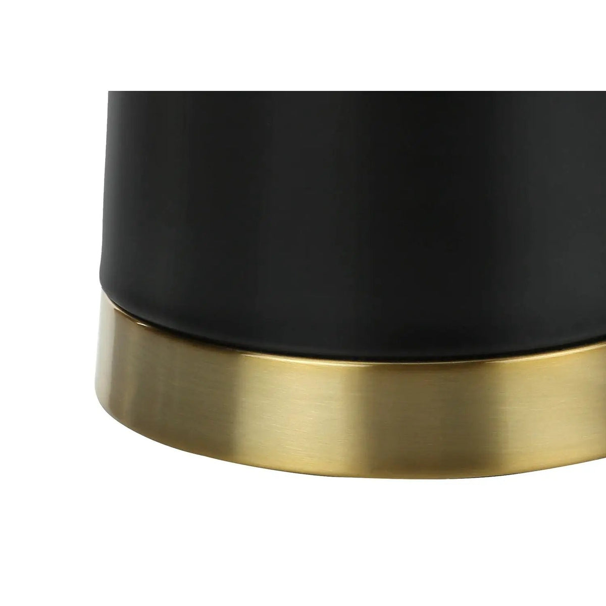 Black And Cream Table Lamp | Black Metal Base With Gold Accents | 27.5 Inch Height | Beige Linen Shade