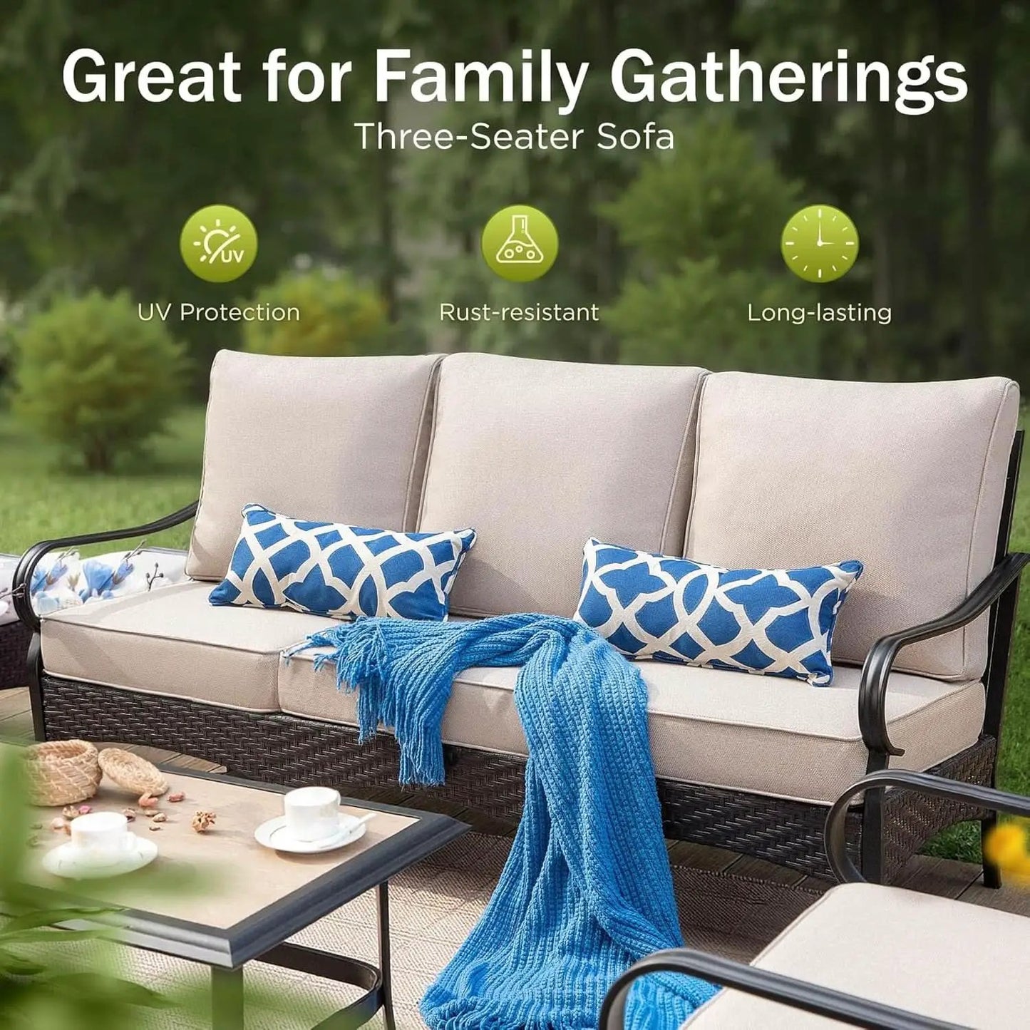 Outdoor Patio Conversation Set Wicker Waterproof Cushions from PriceLows™