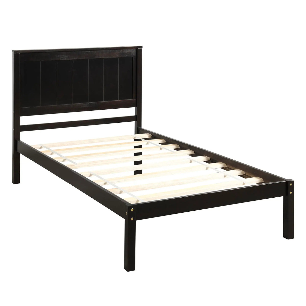 Platform Bed Frame With Headboard | Espresso Finish | Durable Pine Wood