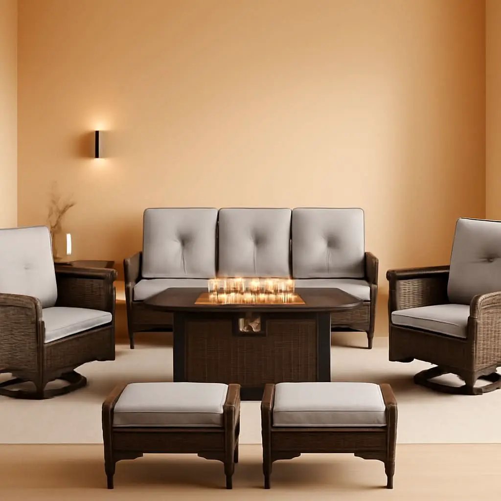 8 Piece Patio Furniture Set With 50000 BTU Fire Pit from PriceLows™