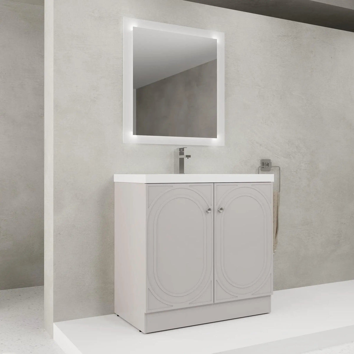 Contemporary Freestanding Bathroom Vanity With Resin Sink & Soft-Close Cabinet Doors | 7 Pieces | Stainless Steel & Plywood | Bathroom