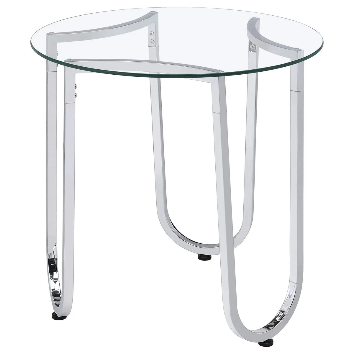 Beller 2-piece Round Tempered Glass Top Coffee Table Set Chrome | 2-Piece Set | Tempered Glass & Metal | Dining Room