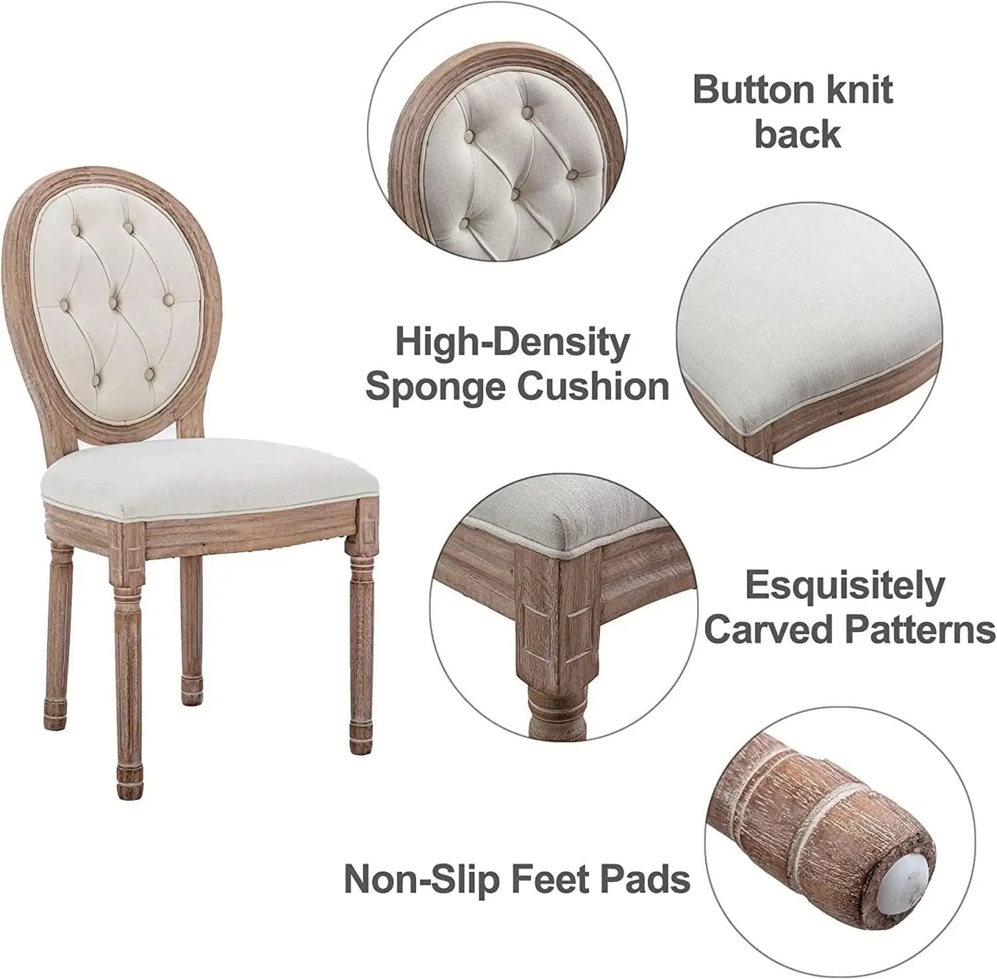 French Country Dining Chairs Oak Finish Button Back from PriceLows™