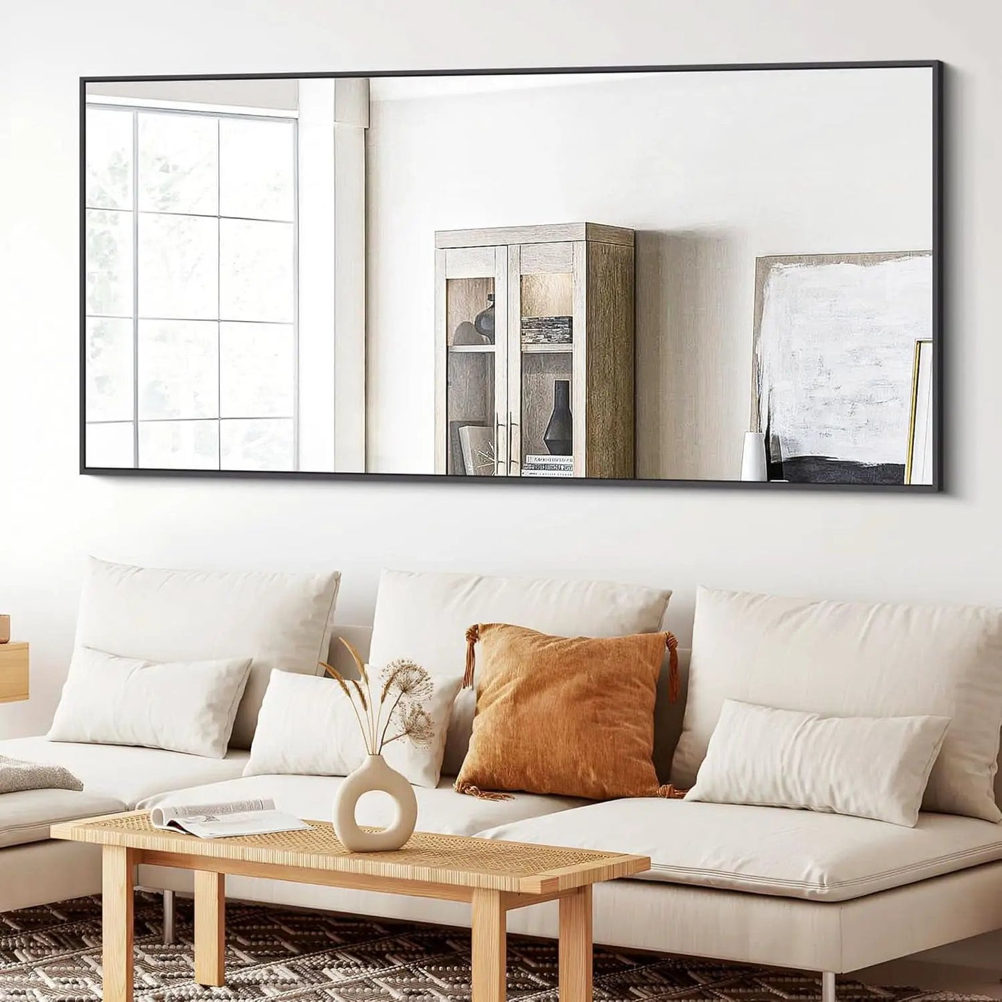 30x60 Inch Black Rectangle Wall Mounted Bathroom Mirror from PriceLows™