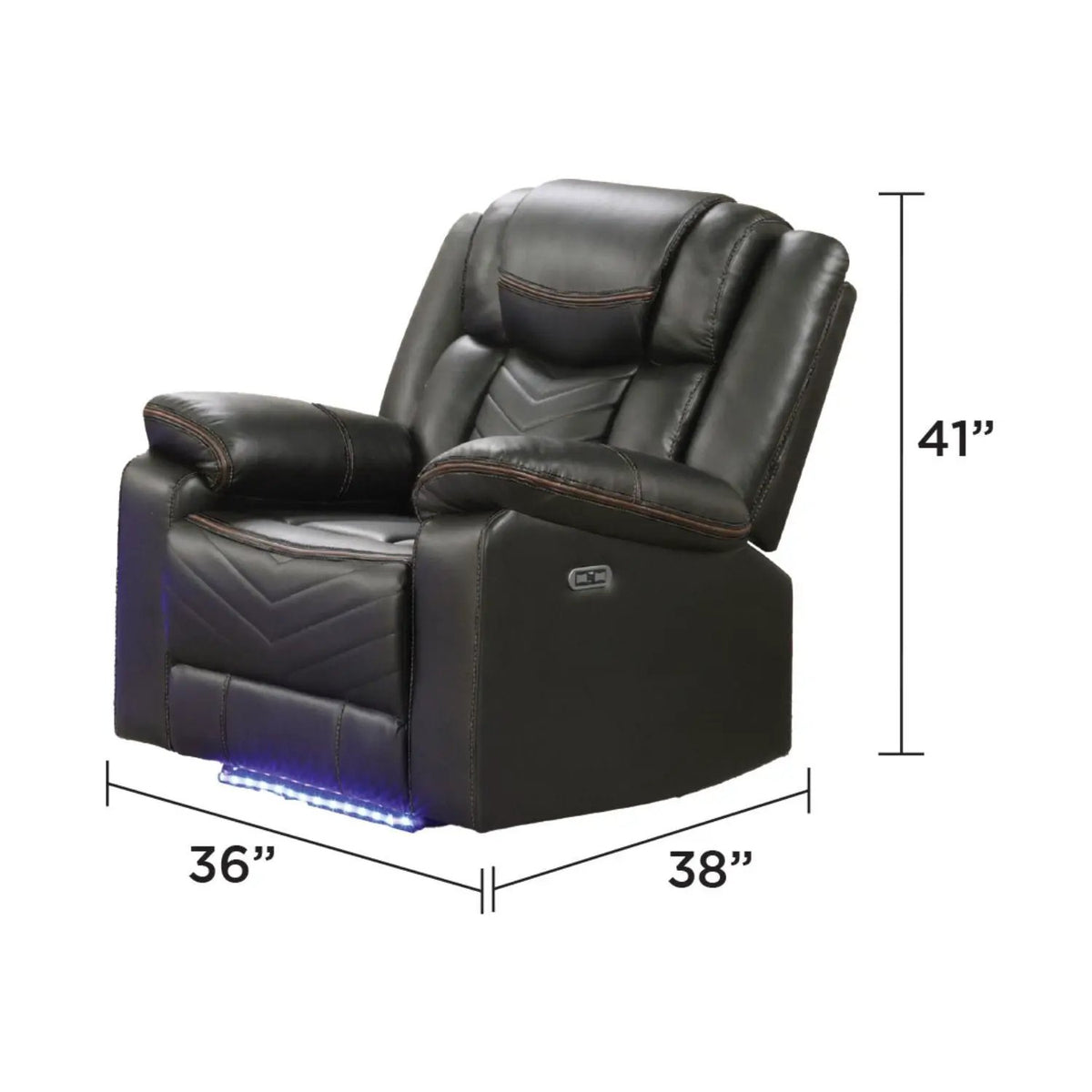 Power Recliner Chair | LED Lighting at Base | USB Charging Port