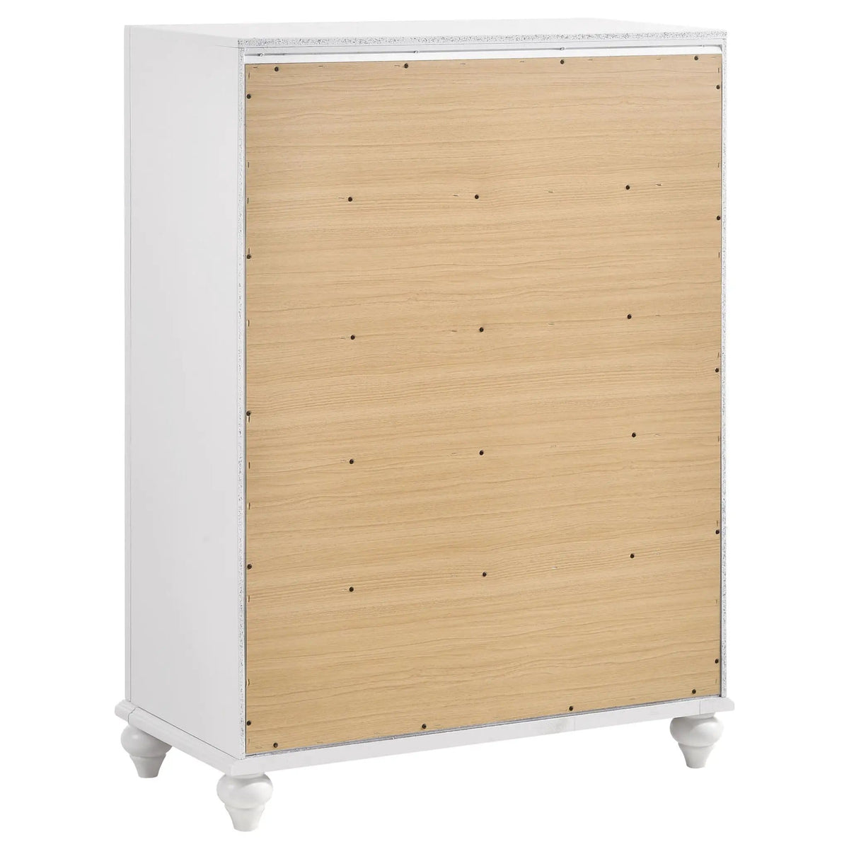 Barzini 5-drawer Bedroom Chest | 35.5 x 16.5 x 49.5 in | Crystal | White