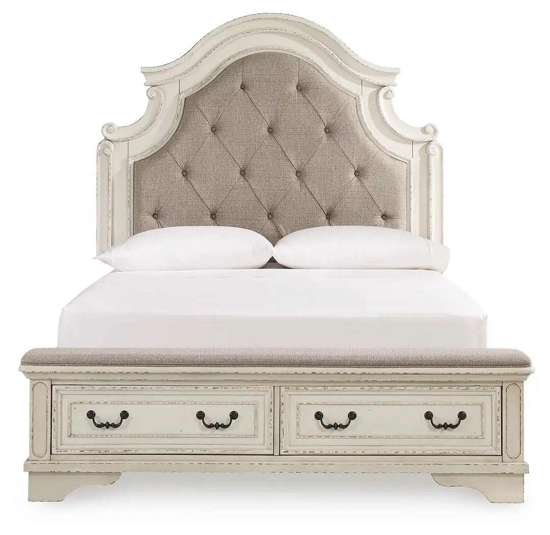 Realyn Upholstered Storage Bed | Cottage Style | Ornate Headboard | 70.88 Inch Height