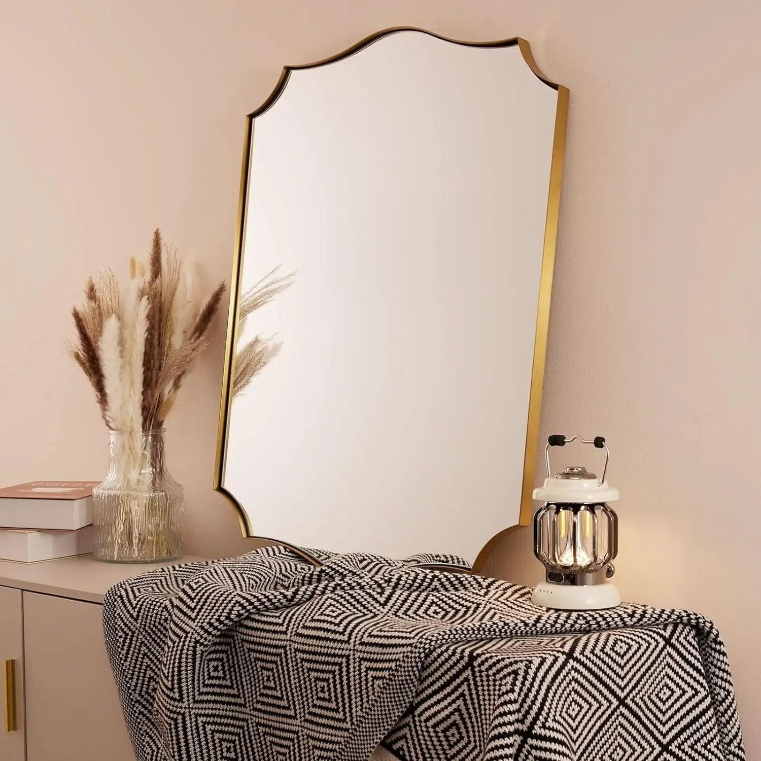 Stainless Steel Wall Mount Vanity Mirror 22x30 Asymmetrical Frame from PriceLows™