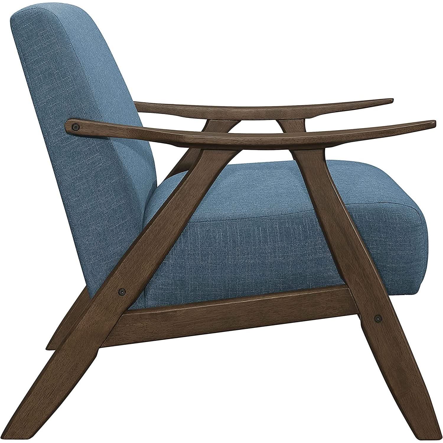 Blue Elle Accent Chair With Linen Upholstery Retro Style from PriceLows™
