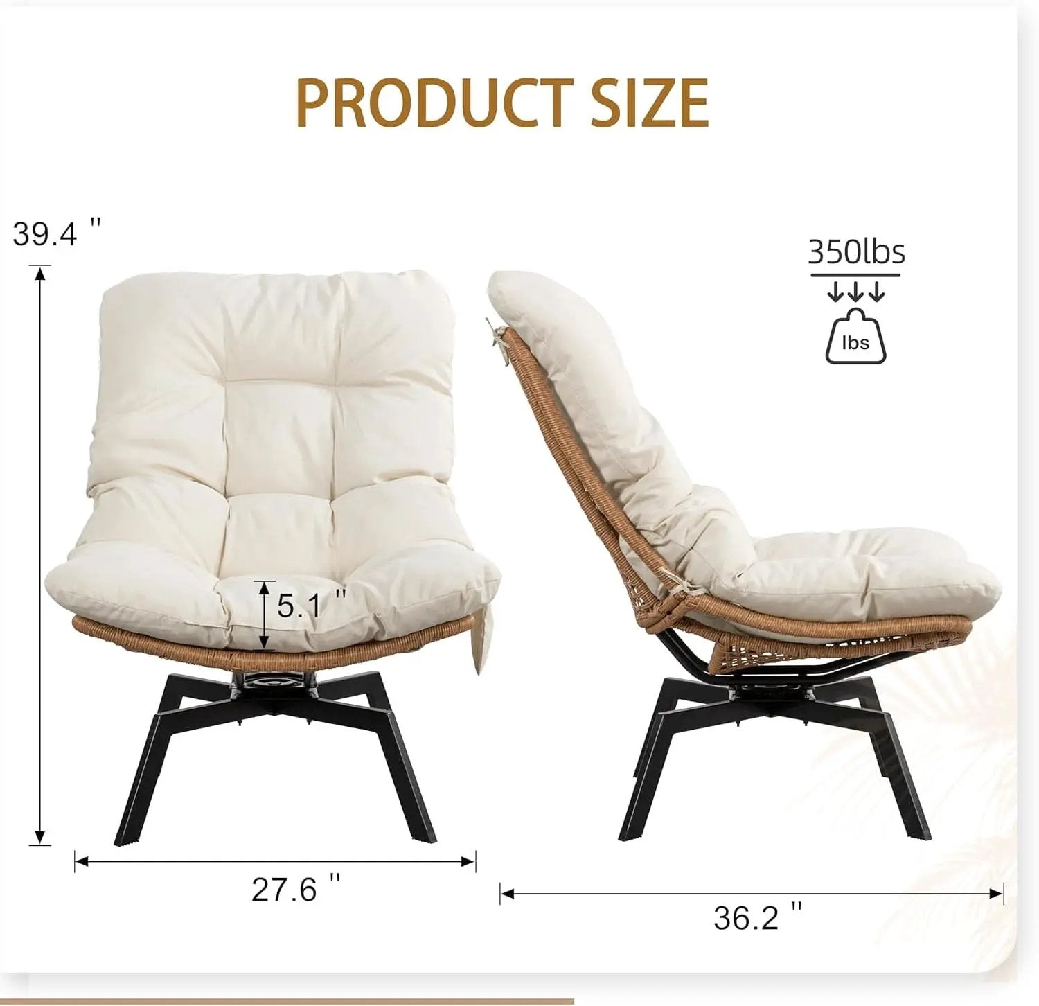 Beige Swivel Accent Chair With Oversized Cushioning from PriceLows™