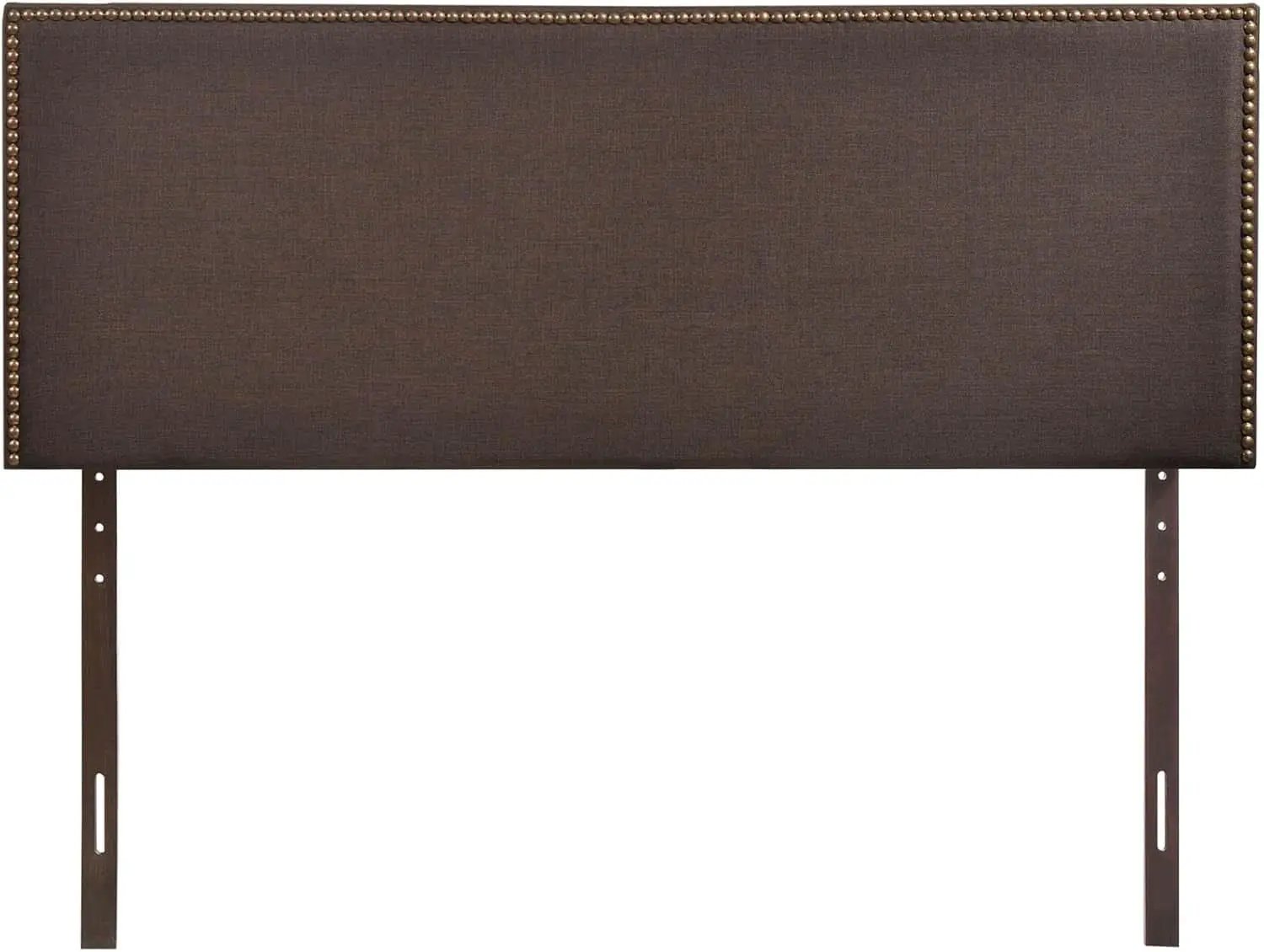 Elegant Upholstered Queen Headboard with Nailhead Trim from PriceLows™