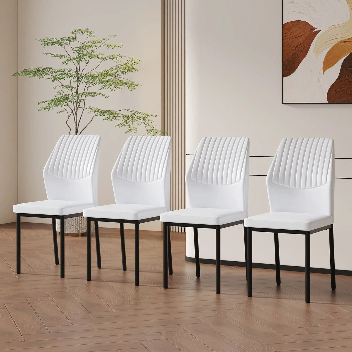 Ergonomic Simple Chair With Metal Leg Chair Set | 3 Pieces | Metal | Dining Room