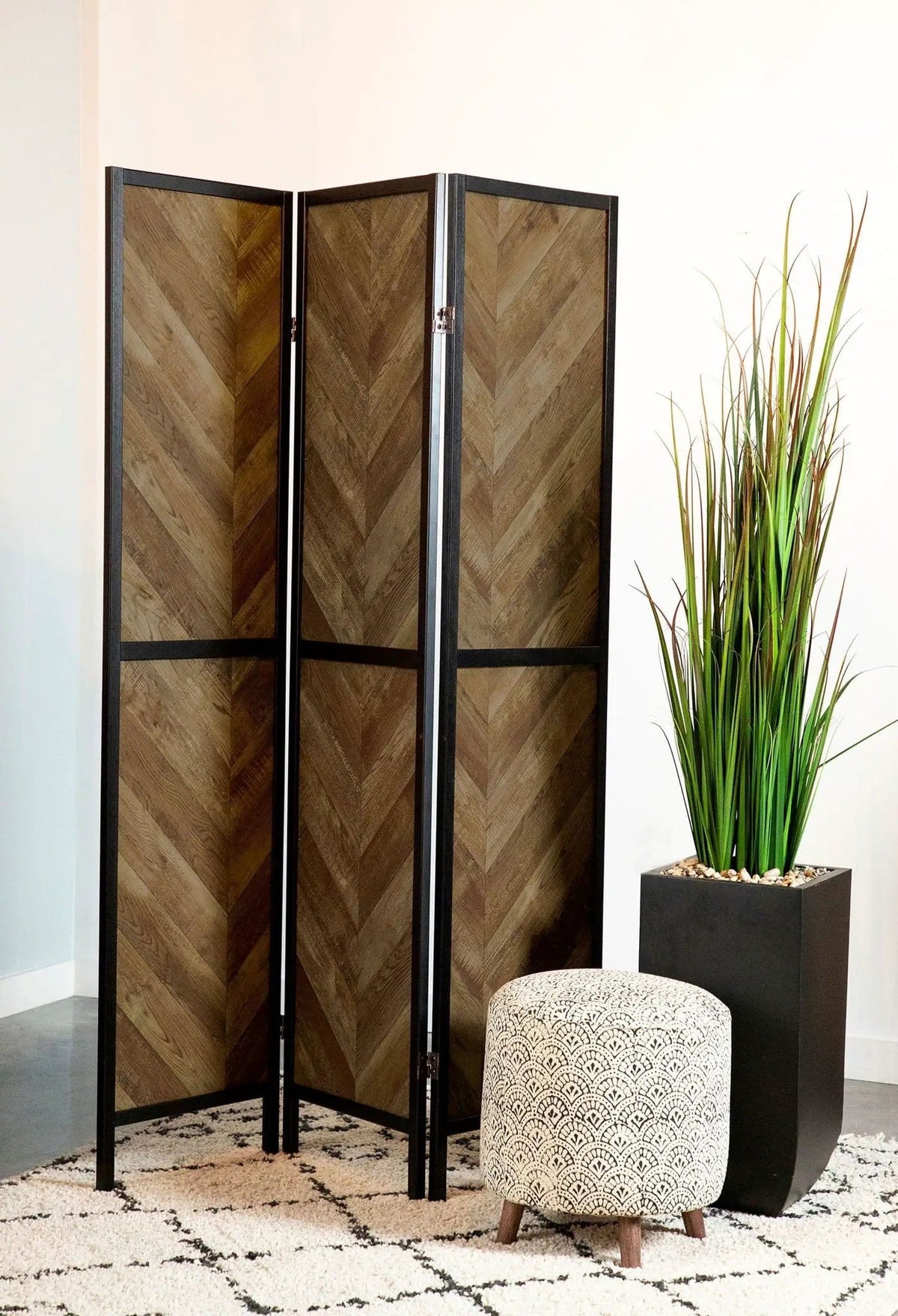 Marlene 3-Panel Room Divider Folding Screen Rustic Tobacco | 52 x 0.75 x 70.25 in | Metal | Home