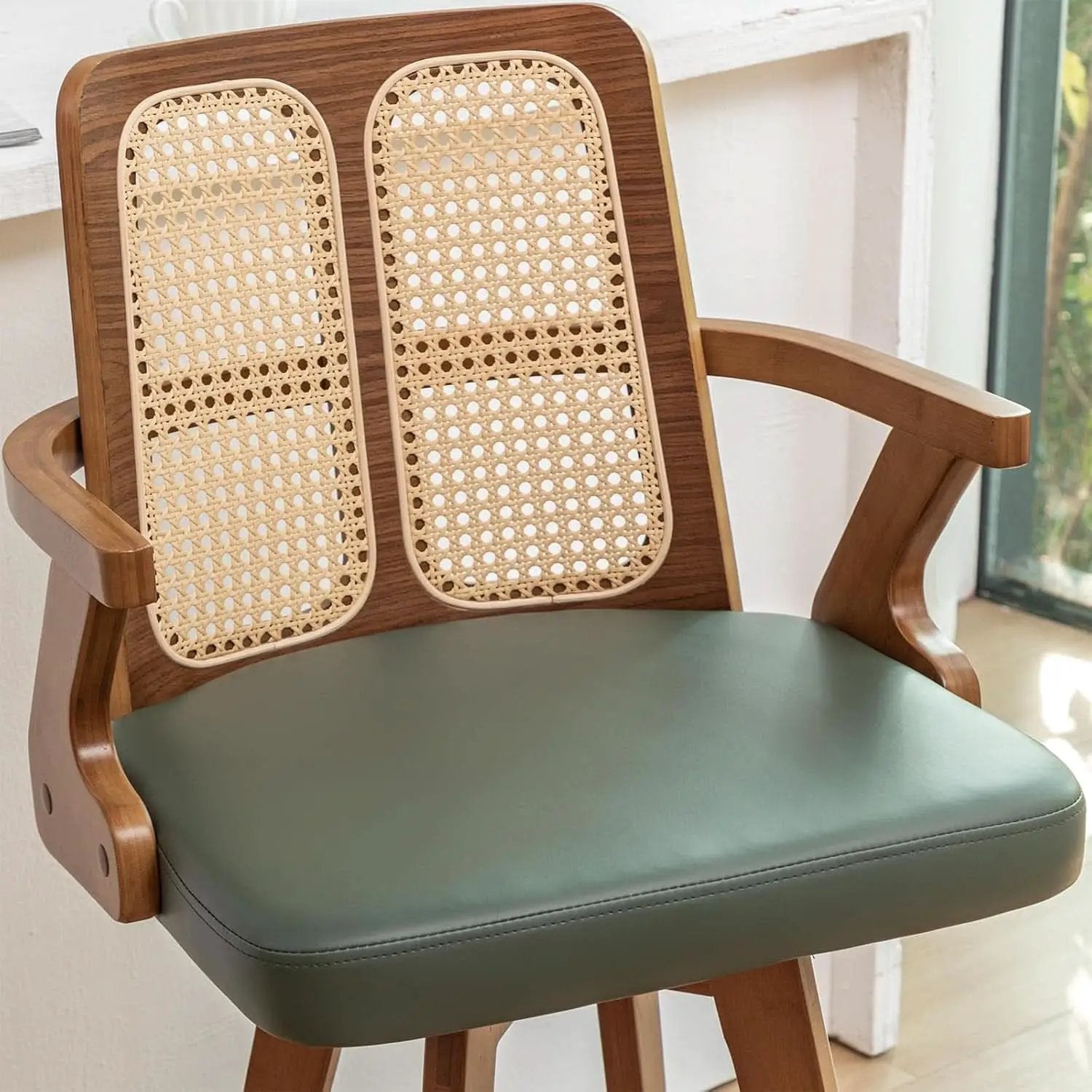 Swivel Counter Stools Set of Two with Rattan Back from PriceLows™