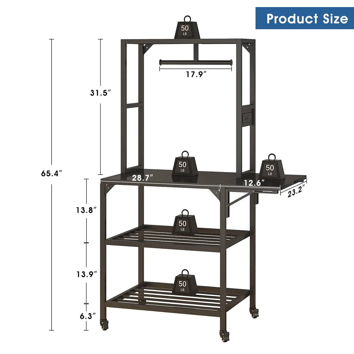 Heavy Duty 3D Printer Stand | Filament Storage Rack | Holds 54 Spools | Black Metal