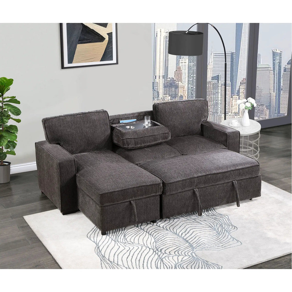 Territory Pull Out Sofa Bed Sleeper Sectional | 3 Pieces | Fabric | Bedroom