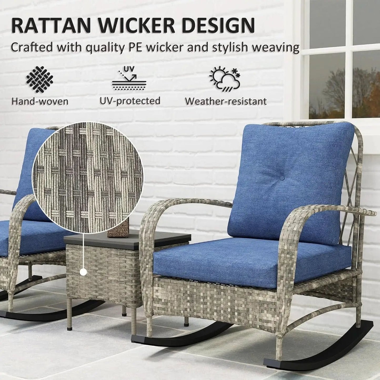 Stylish Three Piece Wicker Patio Furniture Set from PriceLows™