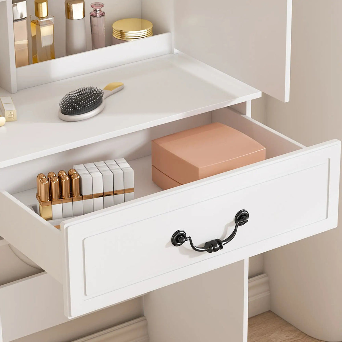 Dressing Table | Led Mirror Light | Adjustable Brightness | White Compact