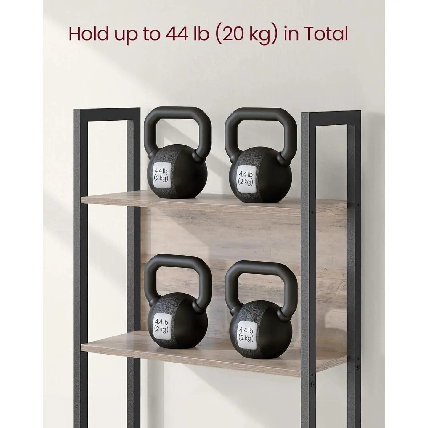 5 Tier Bookshelf Steel Frame 9.4Dx24.4Wx65H Greige Black from PriceLows™