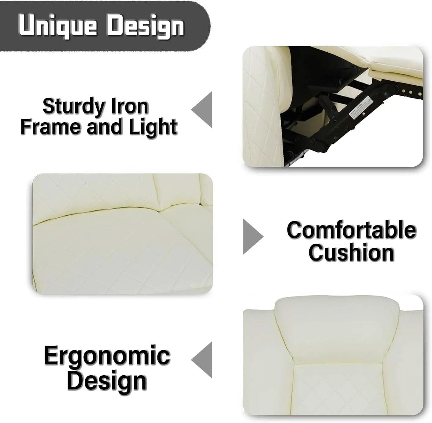 Leather Power Recliner Sofa Set Cream White With USB Port from PriceLows™