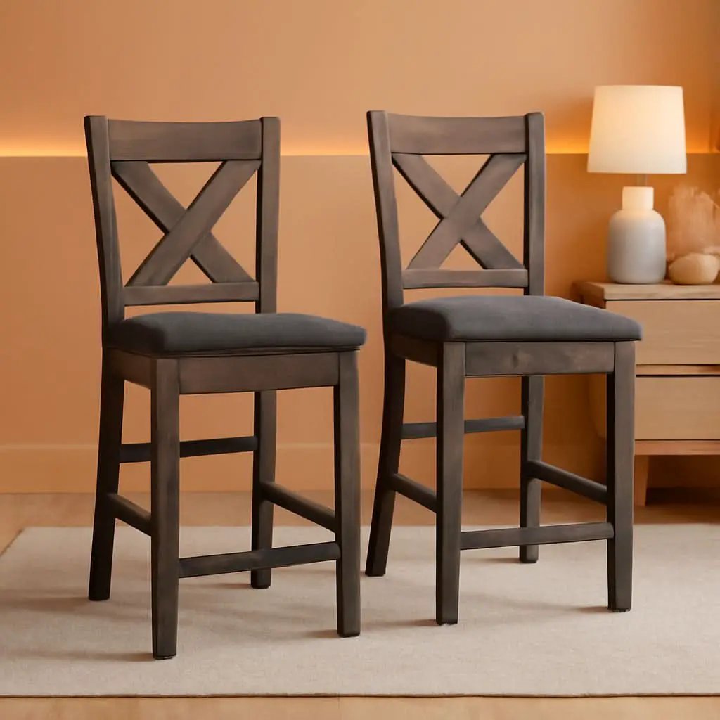 Caitbrook Gray Upholstered Counter Height Barstool Set Of 2 from PriceLows™