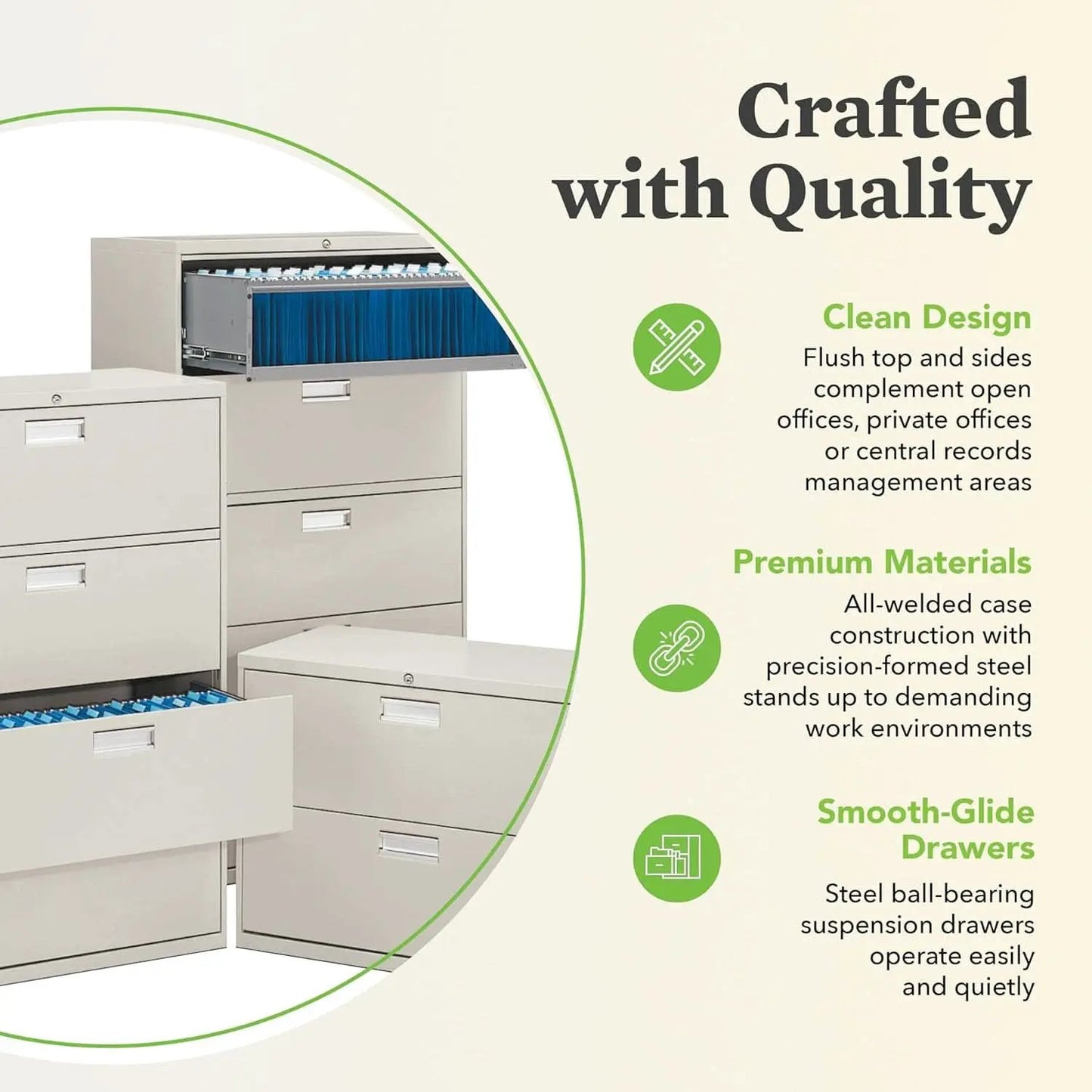 4 Drawer Lateral File Cabinet With Lock Light Gray from PriceLows™