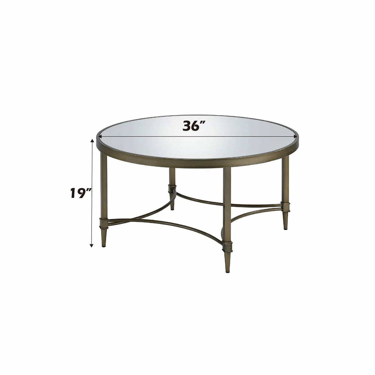 Aditya Mirrored Antique Brass Coffee Table | 36 x 36 x 19 in | Glass & Metal | Antique Brass