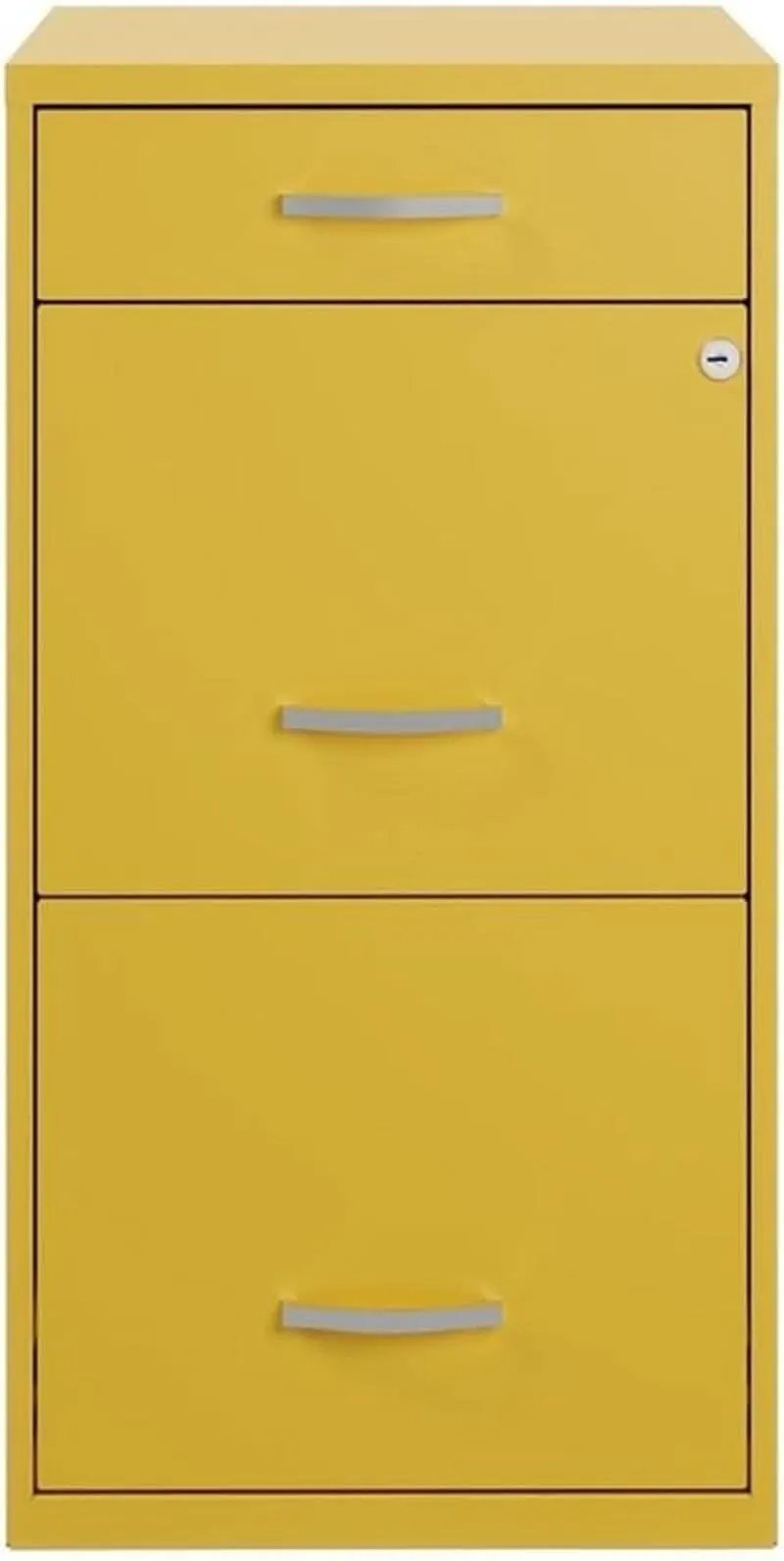 18 Inch Deep Metal File Cabinet With Cam Lock 3 Drawers Yellow
